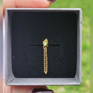 14K Yellow Gold Peridot Chain Stud New